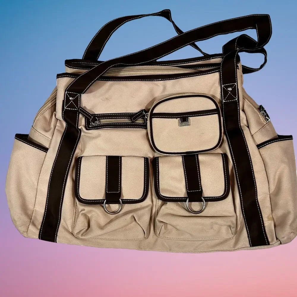 Carters Deluxe Tan Diaper Bag Canvas Includes Pad 16.5